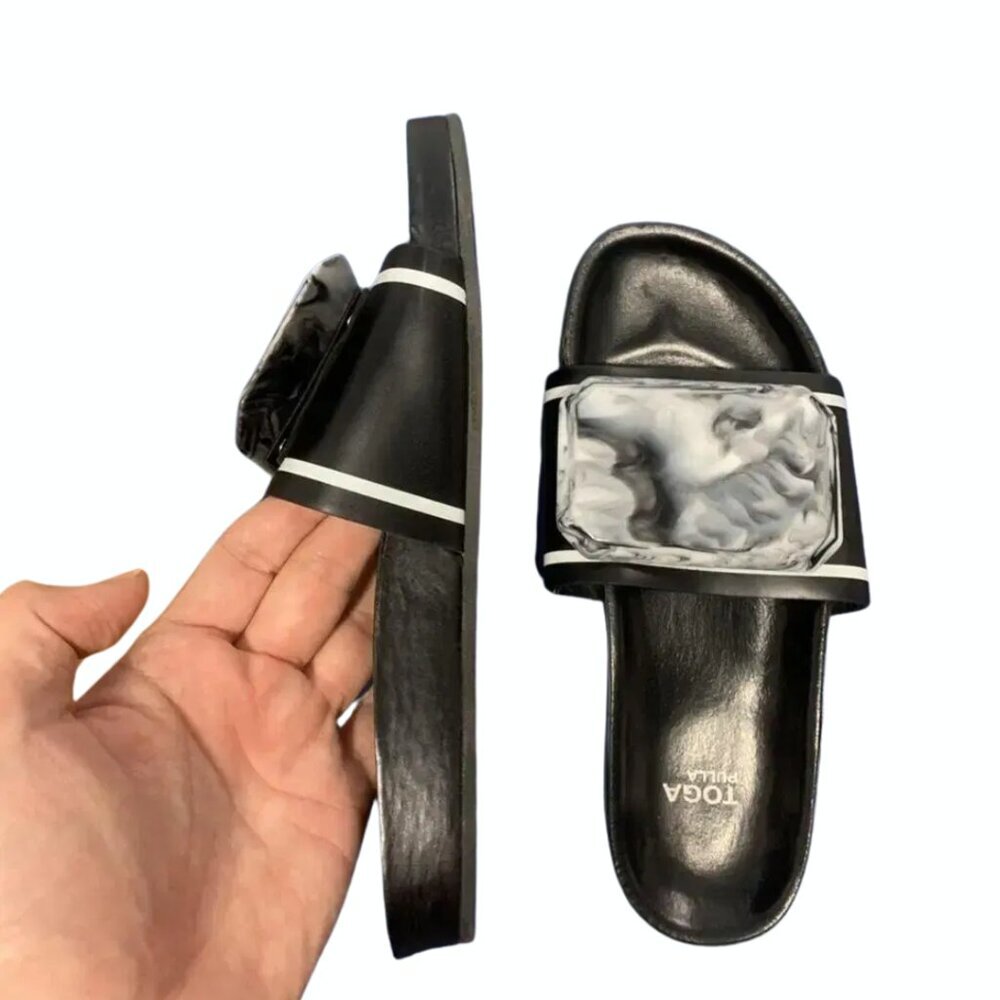 TOGA Pulla Marble Stone Slides Black Sandals US 8 Rare Design - Picture 5 of 5